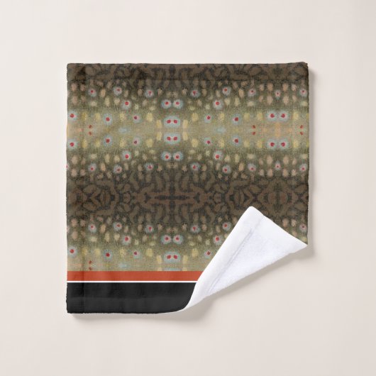 Moderne Monogram Trout Fish Design Schwarz-weiße R Badhandtuch Set (Waschlappen)