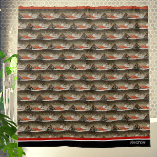 Moderne Monogram Trout Fish Design Schwarz-weiße R Duschvorhang