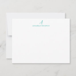 Moderne Monogram Turquoise Personal Stationery Not Mitteilungskarte
