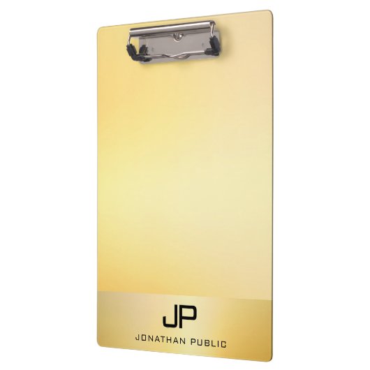 Moderne Monogram Vorlage Elegangoldfarben Beruflic Klemmbrett (Links)