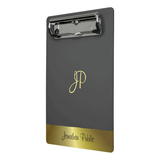 Moderne Monogram Vorlage Elegant Metallic Gold Mini Klemmbrett (Gewinkelt2)