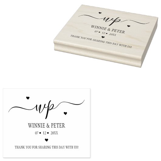 Moderne Monogram Wedding Custom Gummistempel (Stempel)