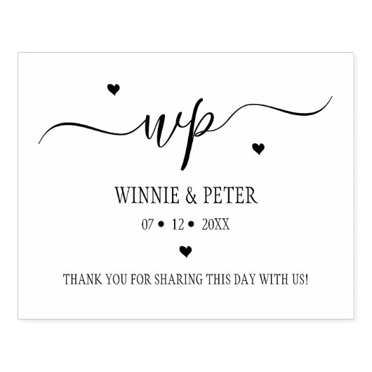 Moderne Monogram Wedding Custom Gummistempel (Prägung)