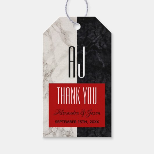 Moderne Monogram Wedding Danke Geschenkanhänger (Vorderseite)