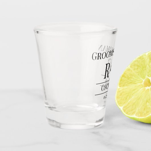 Moderne Monogram Wedding Groomswoman Gefallen Gesc Schnapsglas (Links)