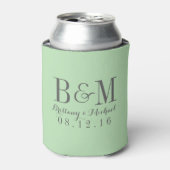 Moderne Monogram Wedding Mint Green Dosenkühler (Kanne Vorderseite)