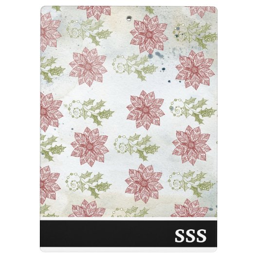 Moderne Monogram Weihnachtsfeiertage-Blume Klemmbrett (Rückseite)