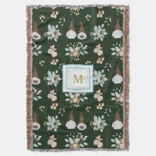 Moderne Monogram Weihnachtsgnomes und Moose Design Decke