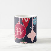 Moderne Monogram Weihnachtsschmuck Dunkelblau Kaffeetasse (Mittel)
