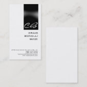 Moderne Monogram White Black Schlicht Business Car Visitenkarte (Vorne/Hinten)