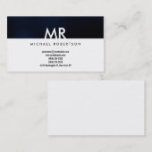 Moderne Monogram White Blue Clean Business Card Visitenkarte (Vorne/Hinten)