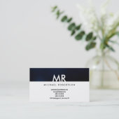 Moderne Monogram White Blue Clean Business Card Visitenkarte (Stehend Vorderseite)