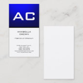 Moderne Monogram White Blue Schlicht Premium Silbe Visitenkarte (Vorne/Hinten)