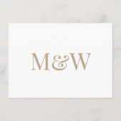 Moderne Monogram White Gold Hochzeitsempfehlung Begleitkarte (Rückseite)