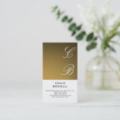Moderne Monogram White Gold Schlicht Business Card Visitenkarte (Stehend Vorderseite)
