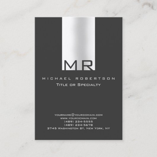 Moderne Monogram White Gray Clean Business Card Visitenkarte (Vorderseite)