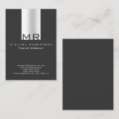 Moderne Monogram White Gray Clean Business Card Visitenkarte (Vorne/Hinten)