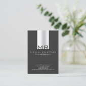 Moderne Monogram White Gray Clean Business Card Visitenkarte (Stehend Vorderseite)