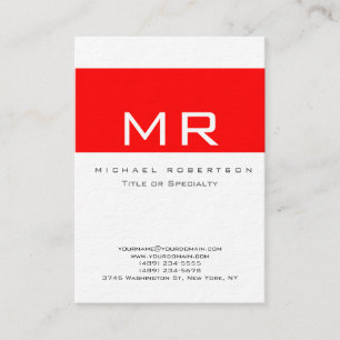 Moderne Monogram White Red Clean Business Card Visitenkarte