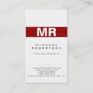Moderne Monogram White Red Clean Business Card Visitenkarte