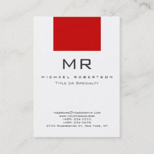Moderne Monogram White Red Clean Business Card Visitenkarte