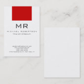 Moderne Monogram White Red Clean Business Card Visitenkarte (Vorne/Hinten)