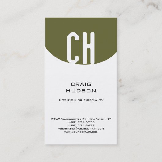 Moderne Monogram White Schlicht Business Card Visitenkarte (Vorderseite)