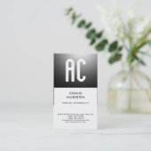 Moderne Monogram White Schlicht Business Card Visitenkarte (Stehend Vorderseite)