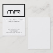 Moderne Monogram White Trendy Business Card Visitenkarte (Vorne/Hinten)