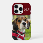 Moderne Monogramm 1 Foto Burgunderrot iPhone Hülle (Rückseite)