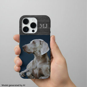 Moderne Monogramm 1 Foto Gebürstetes Metall Grau iPhone 16 Pro Hülle