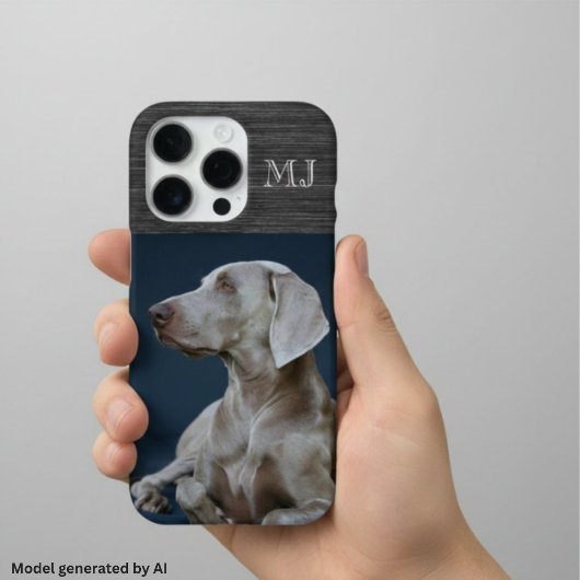 Moderne Monogramm 1 Foto Gebürstetes Metall Grau iPhone Hülle