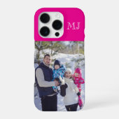 Moderne Monogramm 1 Foto Hot Pink iPhone Hülle (Rückseite)