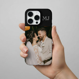 Moderne Monogramm 1 Foto Mitternachtsschwarz iPhone 16 Pro Hülle