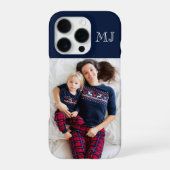 Moderne Monogramm 1 Foto Navyblau iPhone Hülle (Rückseite)