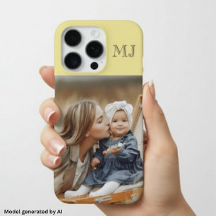 Moderne Monogramm 1 Foto Softgelb iPhone 16 Pro Hülle