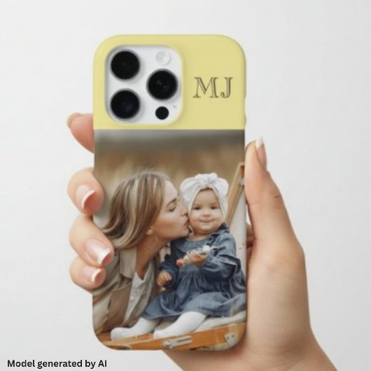 Moderne Monogramm 1 Foto Softgelb iPhone Hülle
