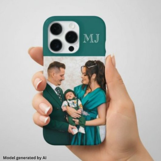 Moderne Monogramm 1 Foto Teal Grün iPhone Hülle