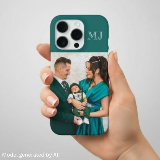 Moderne Monogramm 1 Foto Teal Grün iPhone Hülle