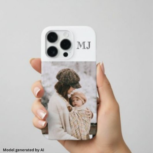 Moderne Monogramm 1 Foto Weiß iPhone Hülle