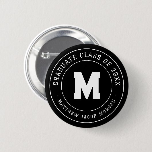 Moderne Monogramm-Abschlussklasse 20XX individuell Button (Vorne & Hinten)
