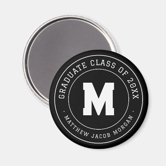 Moderne Monogramm-Abschlussklasse 20XX individuell Magnet (Vorderseite/Rückseite)