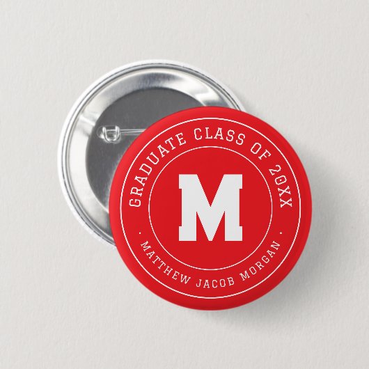 Moderne Monogramm-Abschlussklasse von 20XX Benutze Button (Vorne & Hinten)