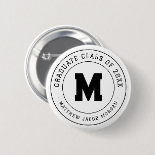 Moderne Monogramm-Abschlussklasse von 20XX Benutze Button