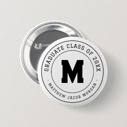 Moderne Monogramm-Abschlussklasse von 20XX Benutze Button (Vorne & Hinten)