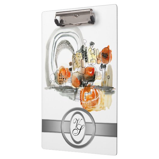 Moderne Monogramm Abstraktion Schwarz und Rot Klemmbrett (Links)