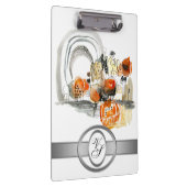 Moderne Monogramm Abstraktion Schwarz und Rot Klemmbrett (Rechts)