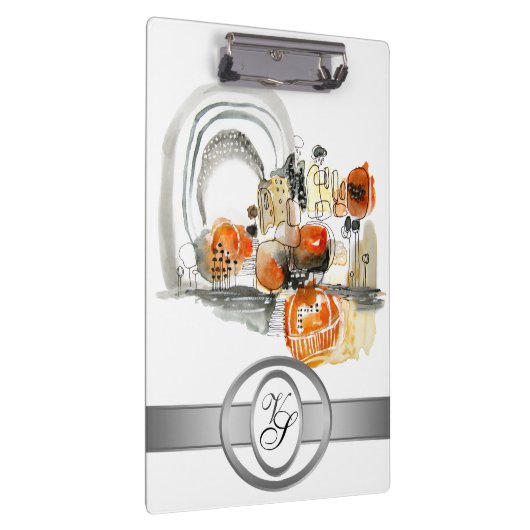 Moderne Monogramm Abstraktion Schwarz und Rot Klemmbrett (Rechts)