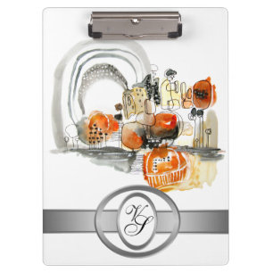 Moderne Monogramm Abstraktion Schwarz und Rot Klemmbrett