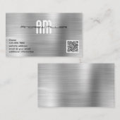 Moderne Monogramm-Add-QR-Imitate aus gebürstetem M Visitenkarte (Vorne/Hinten)